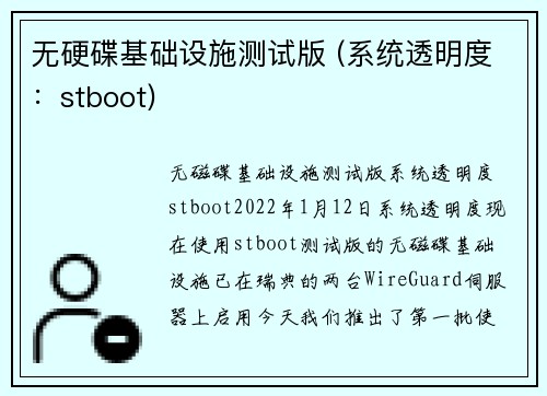 无硬碟基础设施测试版 (系统透明度：stboot) 